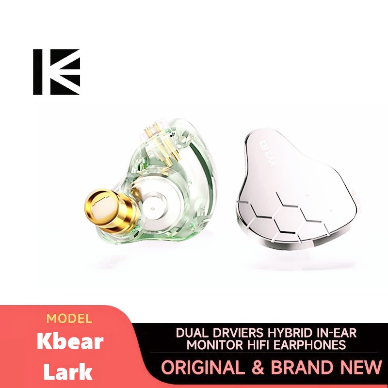 KBEAR Lark Hybrid 1DD+1BA Driver Unit In Ear Earphone Hifi sport music earbuds With 0.78mm pin with 4N Silver plated cable KS2