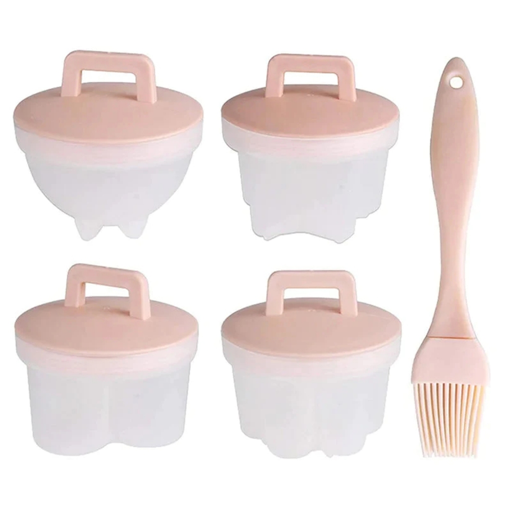 Lbship แม่พิมพ์ไข่ต้มน่ารักพร้อมแปรง Basting ไข่ในครัวเรือนนึ่ง Mould สําหรับ Home Kitchen