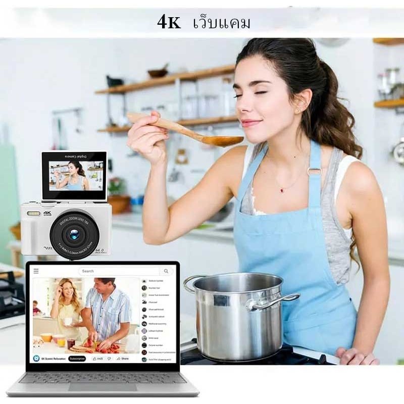 VETEK 8 กล้องดิจิตอล 64MP 18X ถ่ายรูปถ่ายวีดีโอ ภาพชัด มีแฟลช กล้องย้อนยุค CCD Camera ป้องกันการสั่น หน้าจอ3.0นิ้ว