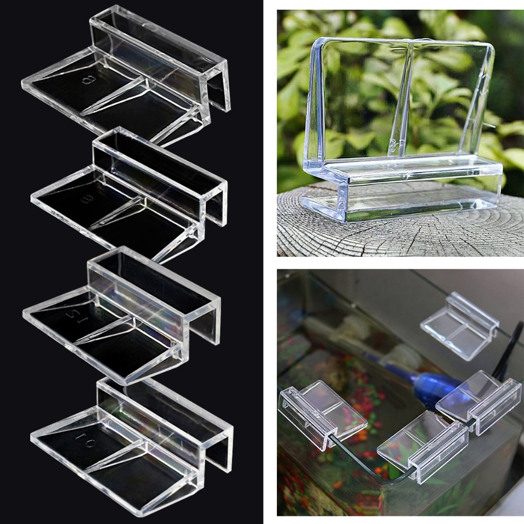 ในสต็อก 4 ชิ้นชุด 6-12 มม.อะคริลิคถังปลาฝาปิดสนับสนุนผู้ถือคลิป Aquarium ฝาครอบด้านบนวงเล็บ Aquarium หมวกสนับสนุน Rack