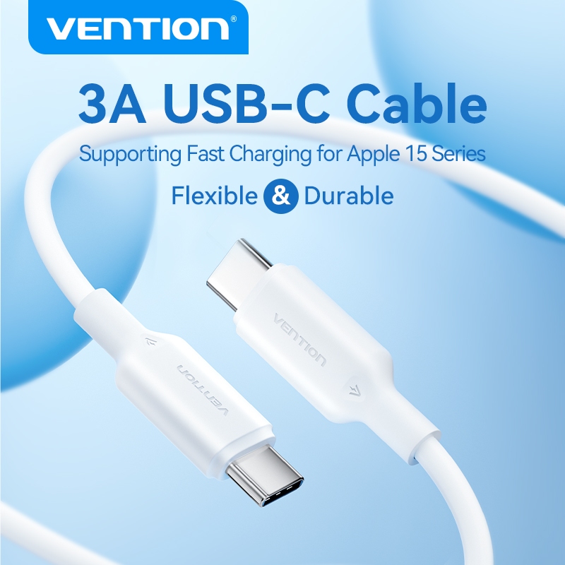 Vention สาย USB C ถึง USB C PD Fast Charger Type C 4K 60Hz Video Monitor 10Gbps Data Lead เข้ากันได้