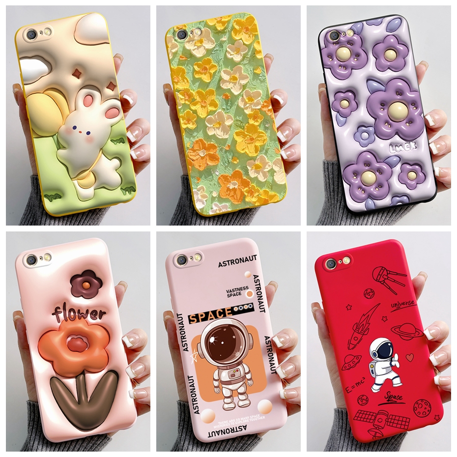 สําหรับ oppo A71 A59 F1s A57 A39 A37 นุ ่ มออกแบบใหม ่ ดอกไม ้ นักบินอวกาศทาสียางโทรศัพท ์ กรณีกันกระแทกฝาครอบ