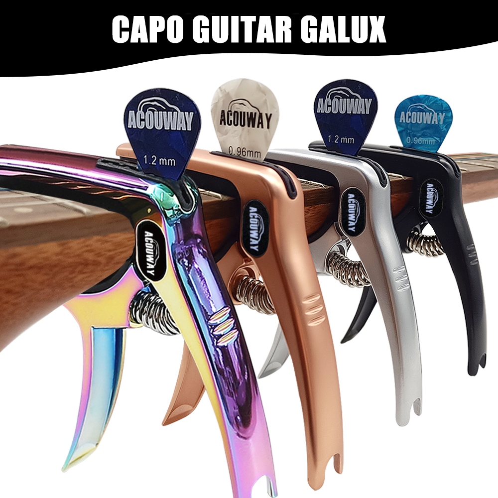 แคปโอกีตาร์ ACOUWAY อุปกรณ์เอกสารกีต้าร์กลองอคูสติกหลายฟังก์ชัน Bridge Pin Remover Kapo กีตาร์ด้วย Slot Pick อลูมิเนียมอะลอย