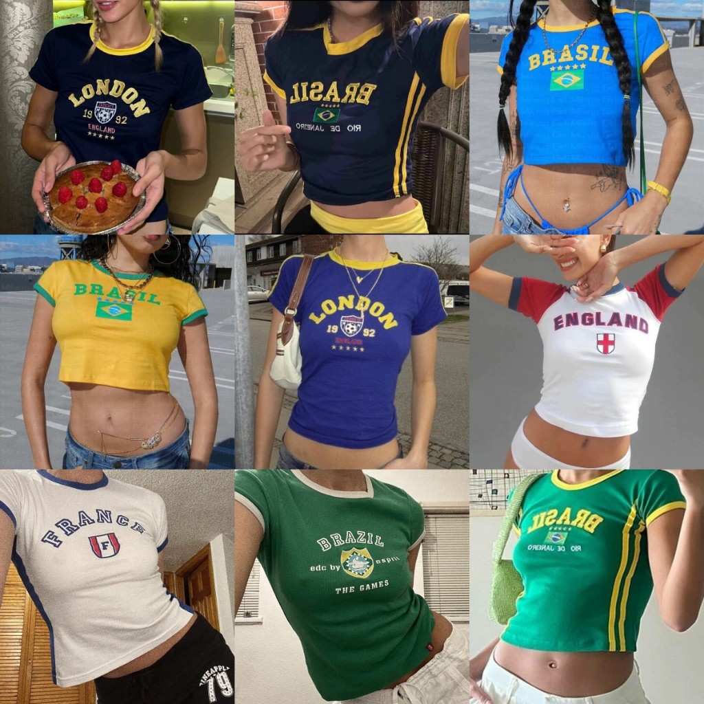 ที่รัก เสื้อครอปสตรีสไตล์เกาหลี แขนสั้นฤดูร้อนใหม่ เสื้อยืดคอกลมรัดรูป เสื้อยืดสาวสตรีท เสื้อเข้ารูปเซ็กซี่สําหรับสุภาพสตรี – โปรปัง