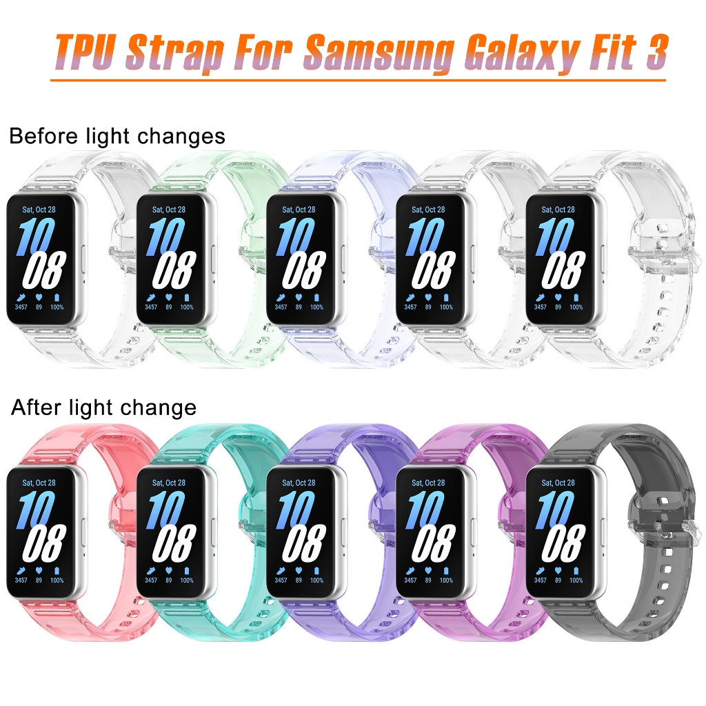 สายรัดข้อมือโปร่งใสสําหรับ Samsung Galaxy Fit 3 Clear Glacier สําหรับ Samsung Galaxy Fit 3 เปลี่ยนสร้อยข้อมืออุปกรณ์เสริม Sunshine Symphony สายรัด