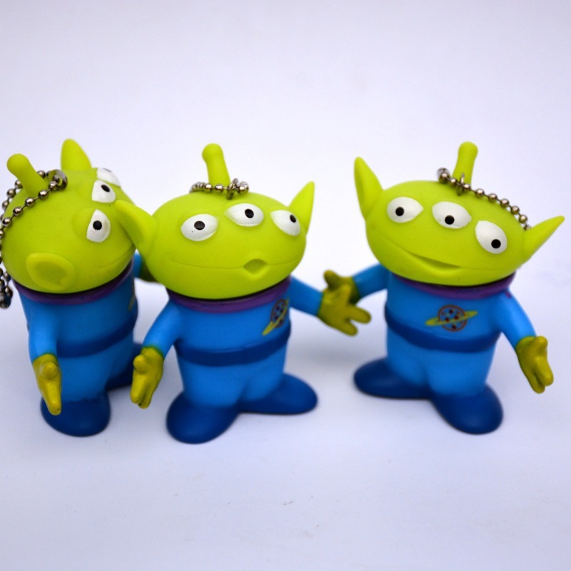 1 ชิ้น 7 ซม.การ์ตูนของเล่น Story อะนิเมะรูป Alien Key Chain สาม Eyed Man Mini DIY Aliens PVC ตัวเลขการกระทําตุ๊กตาของเล่น