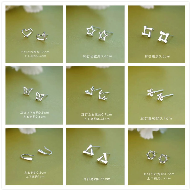 เครื่องประดับ ต่างหูเงิน S925 ขนาดเล็ก สไตล์เกาหลี สําหรับนักเรียน