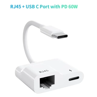 อะแดปเตอร์อีเธอร์เน็ต USB C ถึง RJ45 100Mbps LAN สายเคเบิลเครือข่ายสําหรับโทรศัพท์มือถือแล็ปท็อปแท็บเล็ต Type C การดูแลเครือข่ายพร้อมการชาร์จอย่างรวดเร็ว