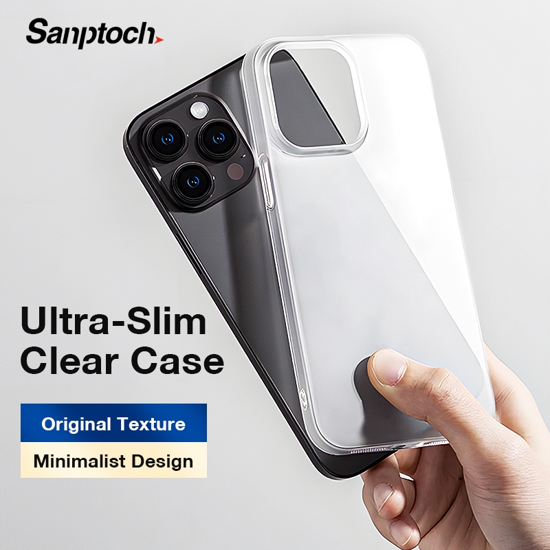 Sanptoch Ultra Slim Crystal Clearเคสโทรศัพท์สําหรับiPhone 17 16 15 14 13 12 Pro Max Matteโปร่งแสงปกแข็งสําหรับiPhone 17 Pro Max Lightบางโปร่งใสป้องกันปลอก