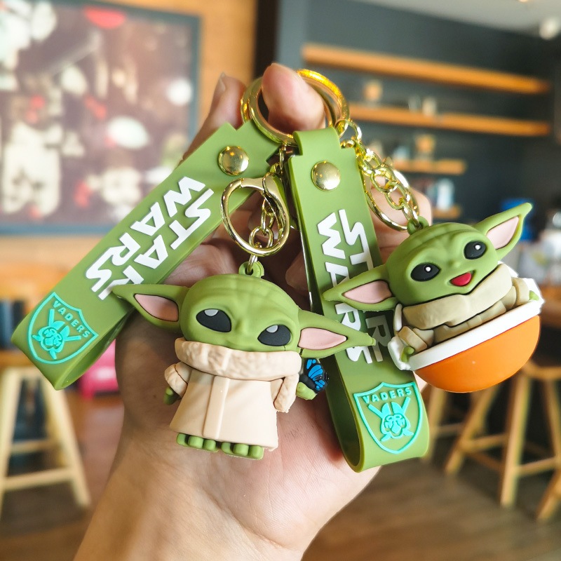 Coffeejoy การ์ตูน Star Wars Yoda กระเป๋าเด็กจี้พวงกุญแจการ์ตูนจี้รถตุ๊กตาพวงกุญแจของขวัญพวงกุญแจพร้อมสต็อก