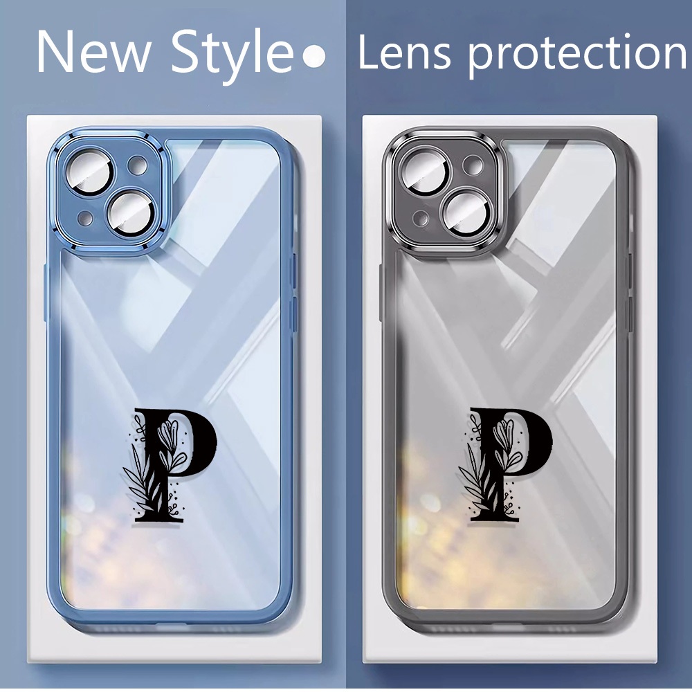 Letter P สําหรับ vivo Y18 V30E V30 Pro Y03 Y100 5G X100 Pro Y27s Y27 Y17s Y36 Y02t Y78 V29 V27e เคสโทรศัพท์เลนส์ป้องกันฟิล์ม Hard กันชนเคสโทรศัพท์