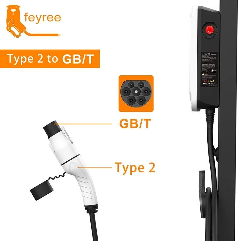 Feyree EV Charger อะแดปเตอร์ประเภท 2 IEC 62196-2 ถึง GB/T Converter สําหรับจีนมาตรฐานไฟฟ้าชาร์จ EV C