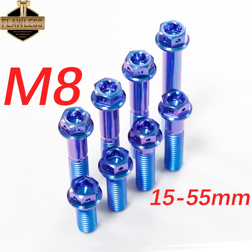 FLAWLESSTI M8×15-55 น็อตโช้คหน้ น็อตล้อหน้า น็อตยึดขาปั้มล่าง น็อตยึดปั้มหน้า-หลัง น็อตยึดท่อ น็อตกันตก น๊อตไททาเนียม เกรด5 Honda Forza 350 Giorno 125 PCX 160 Wave 125i Yamaha Xmax 300 Tmax 560