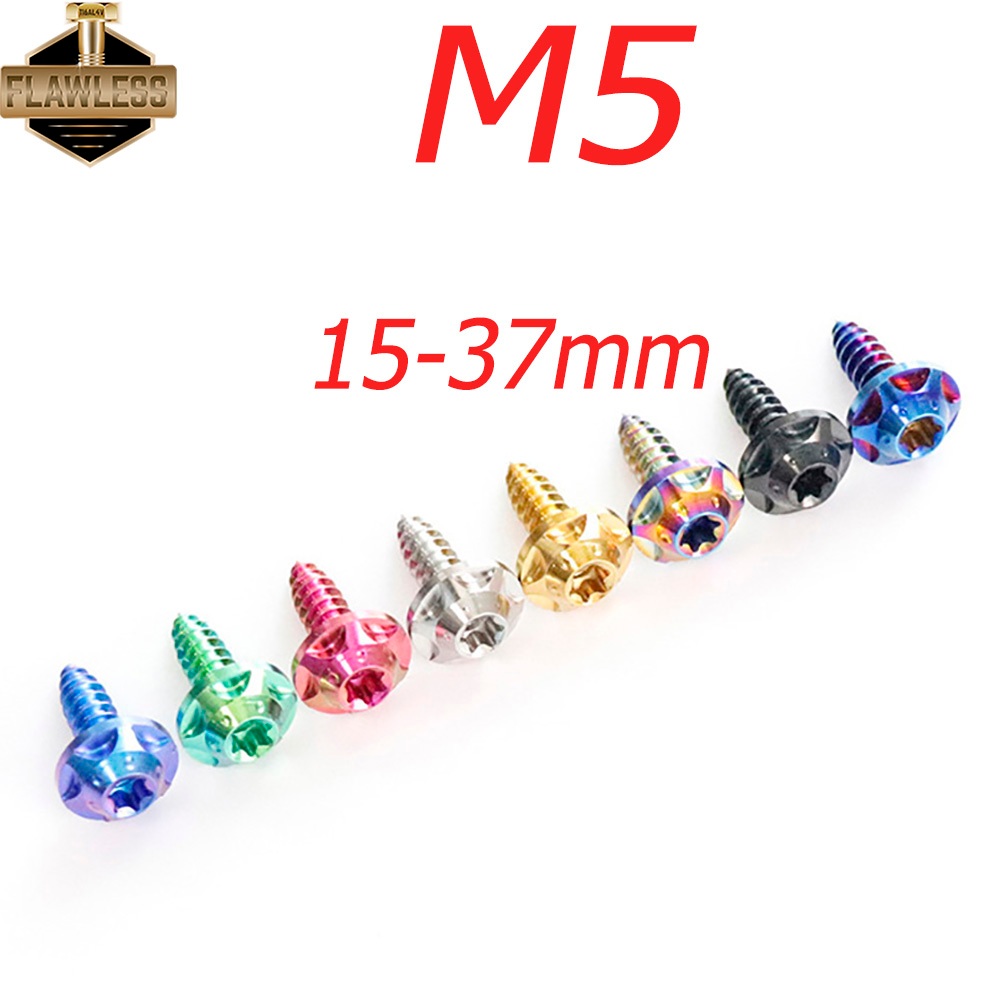 FLAWLESSTI M5x15-37 น็อตกรองอากาศ น็อตครอบกรองอากาศ Honda Forza 350 Giorno 125 PCX 160 Wave 12 Yamaha Xmax 300 Tmax 560