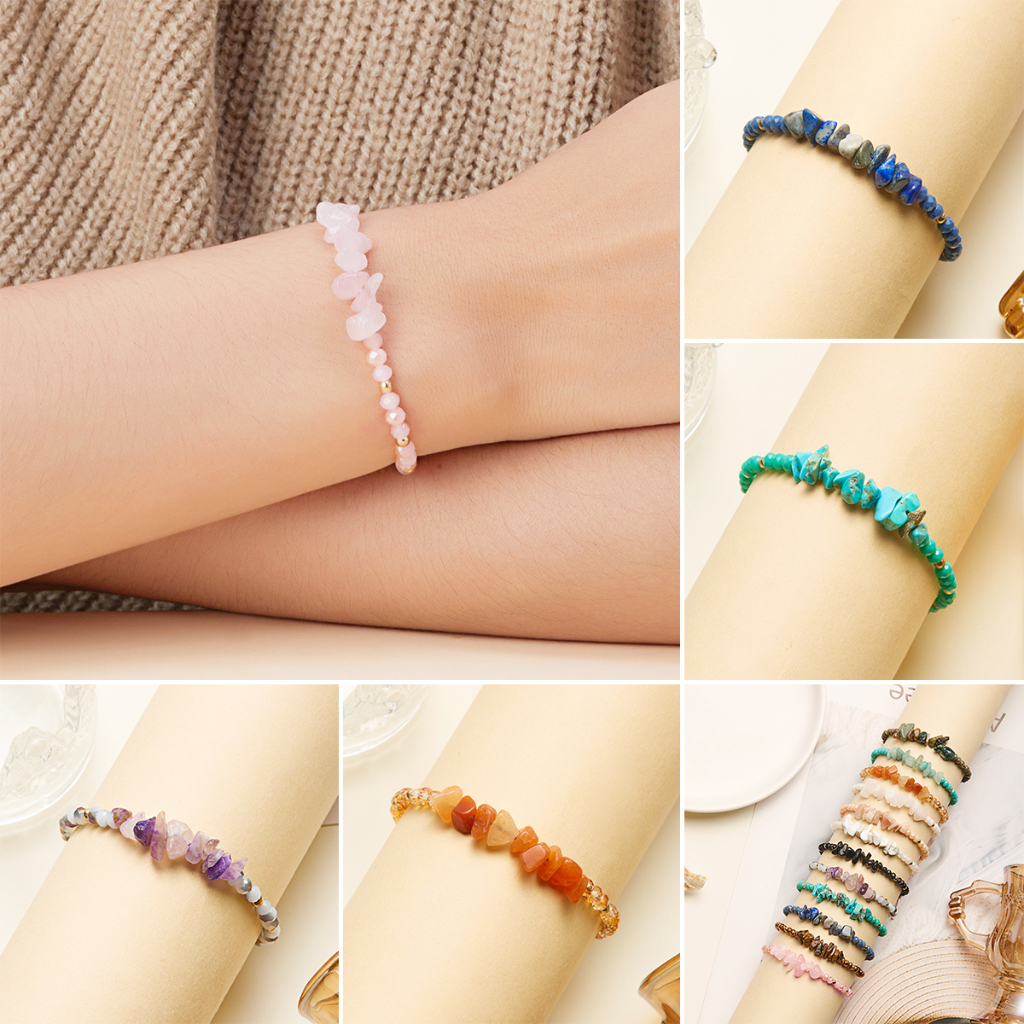 หินธรรมชาติสร้อยข้อมือที่มีสีสันที่ทําด้วยมือทอสร้อยข้อมือปรับข้อมือแบรนด์ผู้หญิงผู้ชายเครื่องประดับของขวัญ