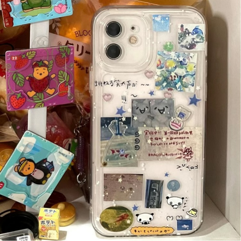 เคสโทรศัพท์ เหมาะสําหรับ iPhone Little Star Graffiti เพลง 15promax/14/11 Simple ins13/12pro เคสใส xsmax/xr การ์ด 7/8plus กันกระแทกรวมทุกอย่างป้องกันกรณี BGVQ