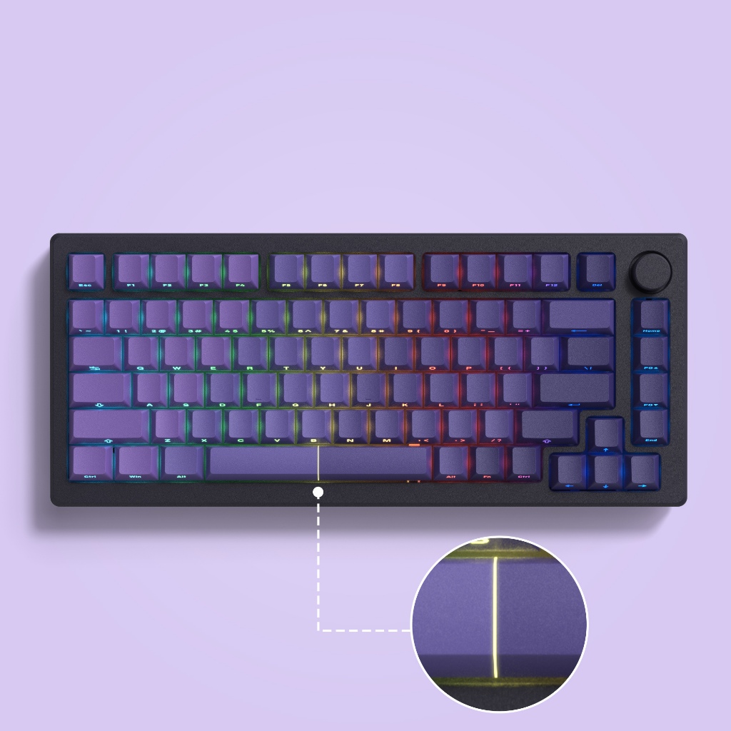 Womer 121 คีย์แนวนอนไล่โทนสีสีม่วง Shine ผ่านด้านข้างพิมพ์ Keycaps Double Shot PBT Key Caps สําหรับ Cherry Gateron MX Switches คีย์บอร์ดเครื่องกล