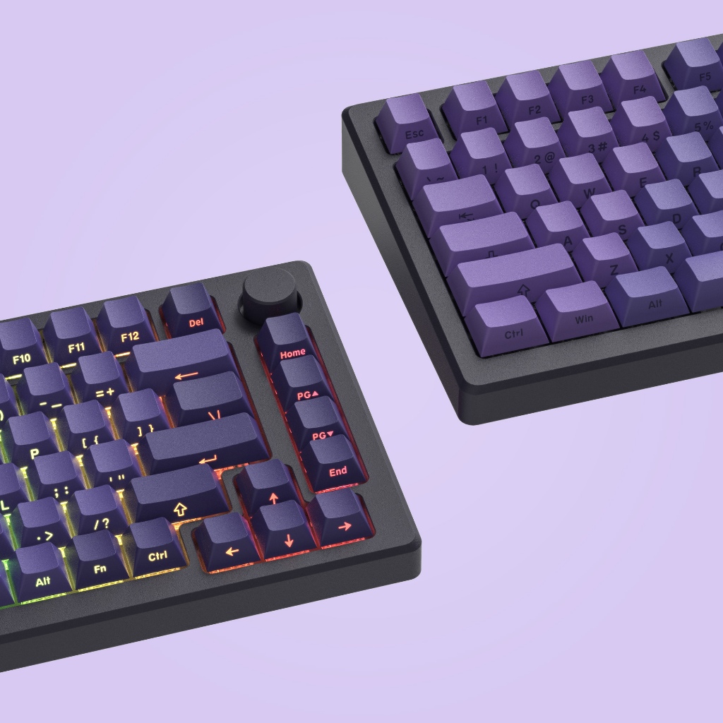 Womer 121 คีย์แนวนอนไล่โทนสีสีม่วง Shine ผ่านด้านข้างพิมพ์ Keycaps Double Shot PBT Key Caps สําหรับ Cherry Gateron MX Switches คีย์บอร์ดเครื่องกล
