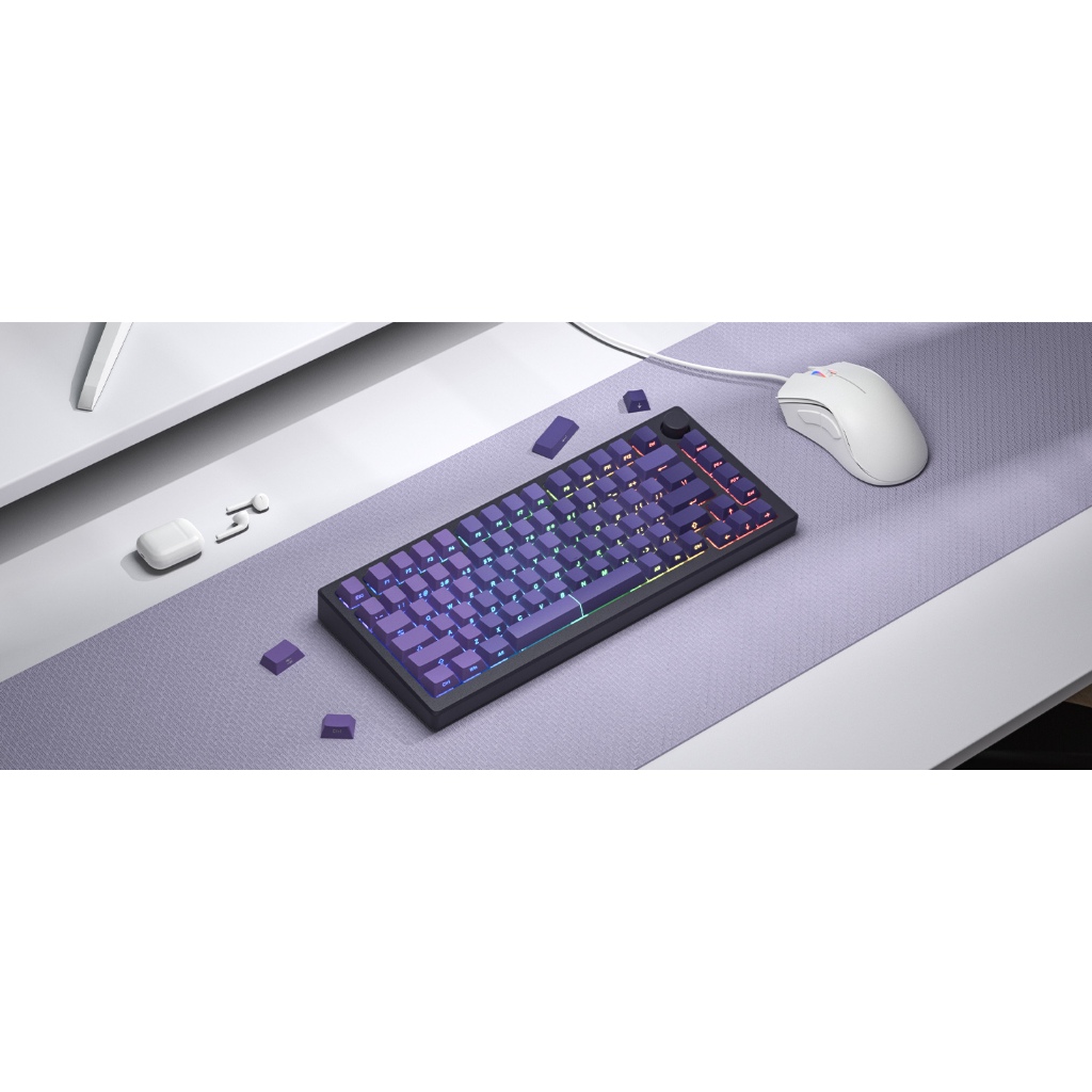 Womer 121 คีย์แนวนอนไล่โทนสีสีม่วง Shine ผ่านด้านข้างพิมพ์ Keycaps Double Shot PBT Key Caps สําหรับ Cherry Gateron MX Switches คีย์บอร์ดเครื่องกล