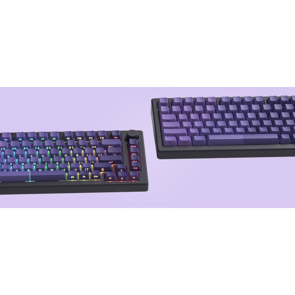 Womer 121 คีย์แนวนอนไล่โทนสีสีม่วง Shine ผ่านด้านข้างพิมพ์ Keycaps Double Shot PBT Key Caps สําหรับ Cherry Gateron MX Switches คีย์บอร์ดเครื่องกล