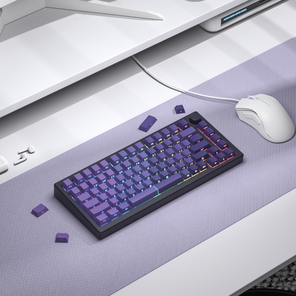 Womer 121 คีย์แนวนอนไล่โทนสีสีม่วง Shine ผ่านด้านข้างพิมพ์ Keycaps Double Shot PBT Key Caps สําหรับ Cherry Gateron MX Switches คีย์บอร์ดเครื่องกล