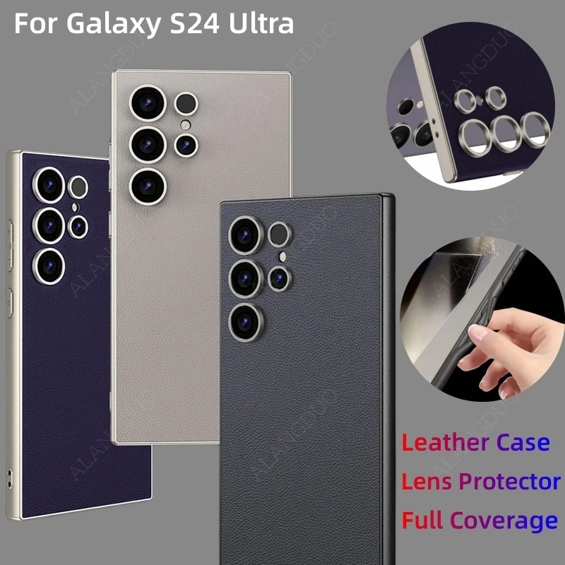 เคสโทรศัพท ์ หนังสําหรับ Samsung Galaxy S24 Ultra ฝาครอบกันกระแทก Anti Drop Shell กล ้ องเลนส ์ Protector สําหรับ Galaxy S24Ultra