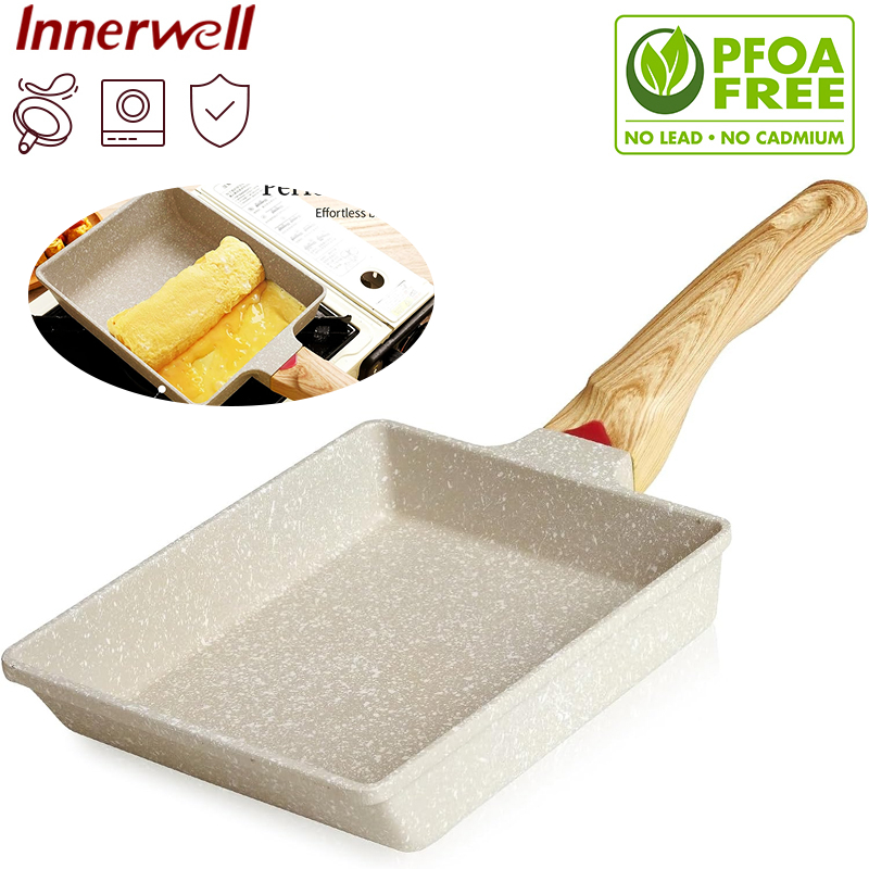 Innerwell หินแกรนิต Non stick Square Pan Maifan สโตนแวร ์ Non-stick Tamagoyaki Pan PFOA ฟรี Sesuai Semua Termasuk Induksi Dapur Induction ใช ้ งานร ่ วมกับ