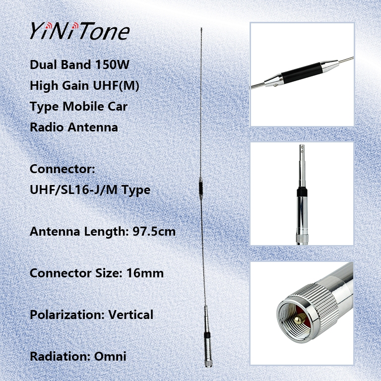 NL-770R 97 ซม.กําไรสูง 3.0/5.5dBi เสาอากาศวิทยุติดรถยนต์ 144/430MHz สถานีมือถือรถ Dual Band VHF/UHF 