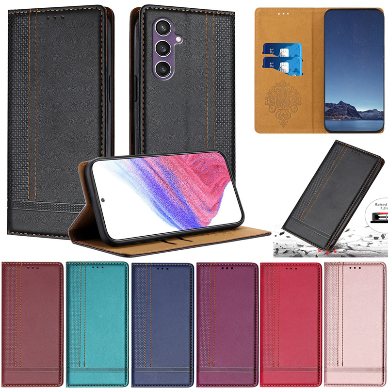 SAMSUNG Slimสําหรับsamsung Galaxy A35 5G A55 5G M15 M14 5G M54 5G M34 5G M53 5G M52 5G M33 5G F54 F34 5Gหรูหราล็อคแม่เหล็กกระเป๋าสตางค์หนังPUกรณี
