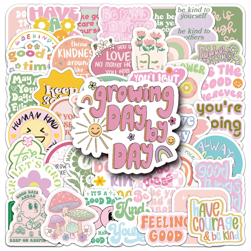 50/10 ชิ้นตลกแรงบันดาลใจภาษาอังกฤษคําแฟชั่นสติกเกอร์กันน้ําสําหรับโทรศัพท์แล็ปท็อปสเก็ตบอร์ดสร้างสรรค์กราฟฟิตีรถมอเตอร์สติ๊กเกอ