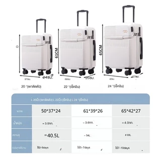 【สต็อกไทยพร้อมส่ง】TRAVELCUL กระเป๋าล้อลาก 20/24/26 นิ้วกระเป๋าอเนกประสงค์ช่องเสียบ USB ชาร์จ + การออกแบบเปิดด้านหน้าหยิบและวางสิ่งของได้สะดวกยิ่งขึ้น