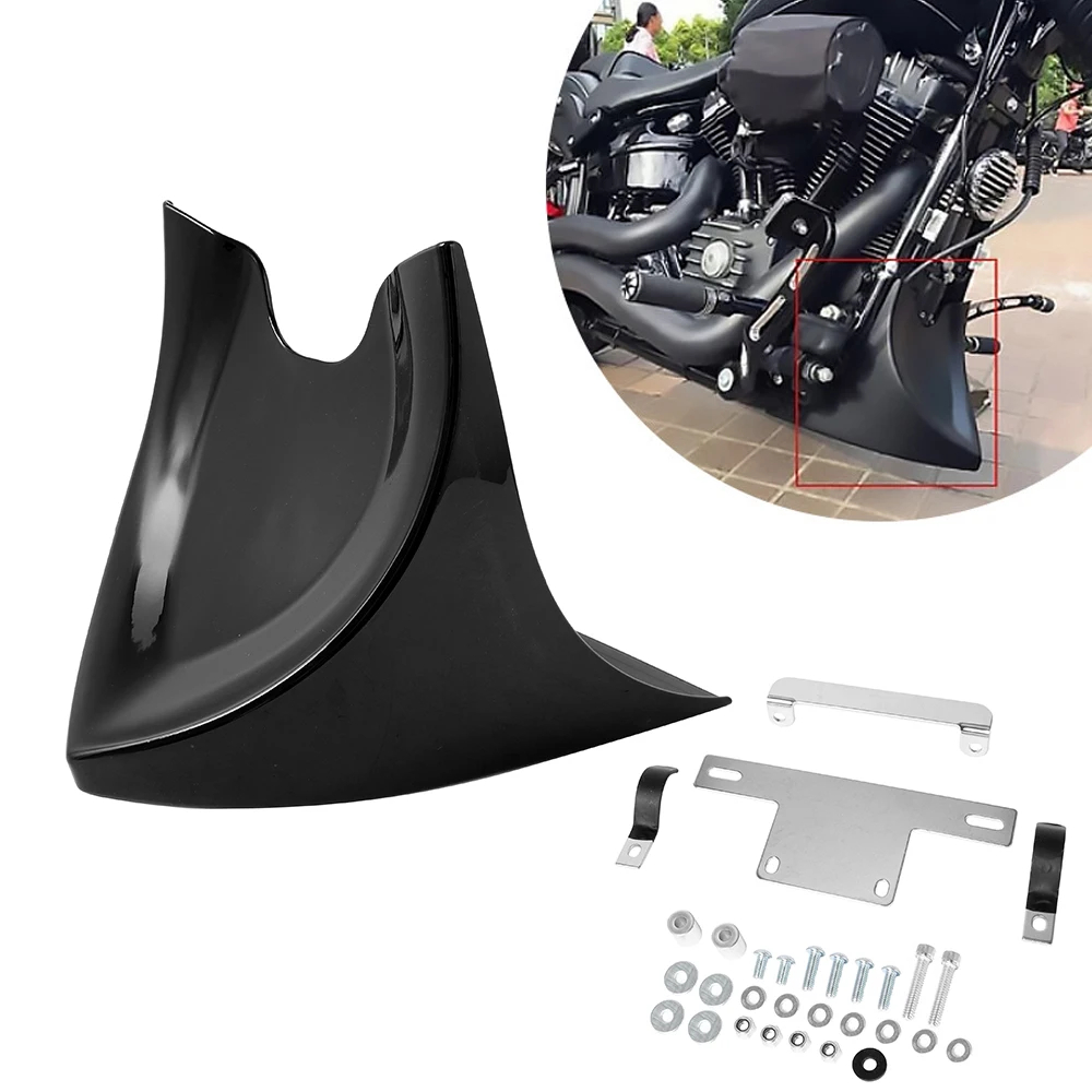 รถจักรยานยนต์ Gloss สีดํา Lower Chin Fairing สปอยเลอร์ด้านหน้า Mudguard สําหรับ Harley Fatboy Softai