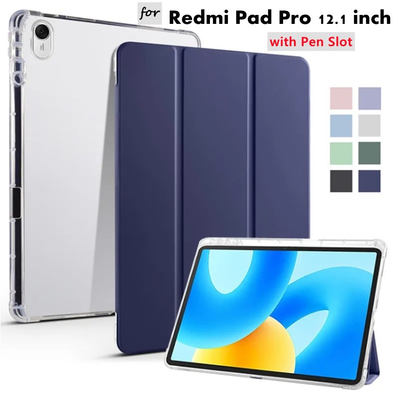 For Xiaomi Redmi Pad Pro 12.1 inch 5G 2024 Stand Smart Silicone Cover Xiaomi Redmi Pad Pro 12.1 with Pen Slot Smart Flip Case with Pen Solt
