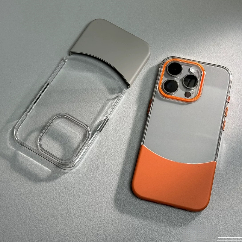 【Detachable/Transparent Pc hard case/Orange】เคส compatible for iPhone 11 12 13 14 15 16 pro max case