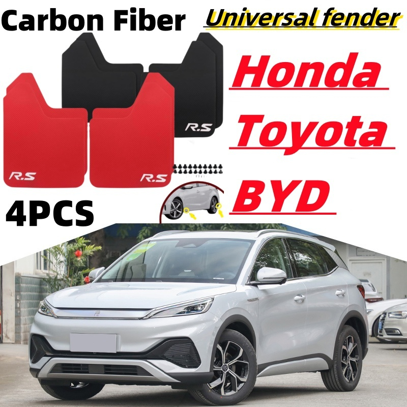 บังโคลนหน้า หลัง สากล คาร์บอนไฟเบอร์ 3D อุปกรณ์เสริม สําหรับรถยนต์ บริเวณล้อรถยนต์ เหมาะสำหรับ Honda Toyota BYD 4 ชิ้น