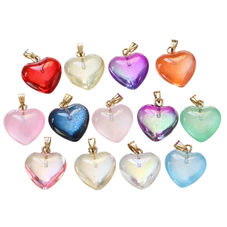 St. kunkka 2-10 ชิ ้ น Love Heart จี ้ แก ้ วสีใสสําหรับ DIY สร ้ อยคอจี ้ ของขวัญคู ่