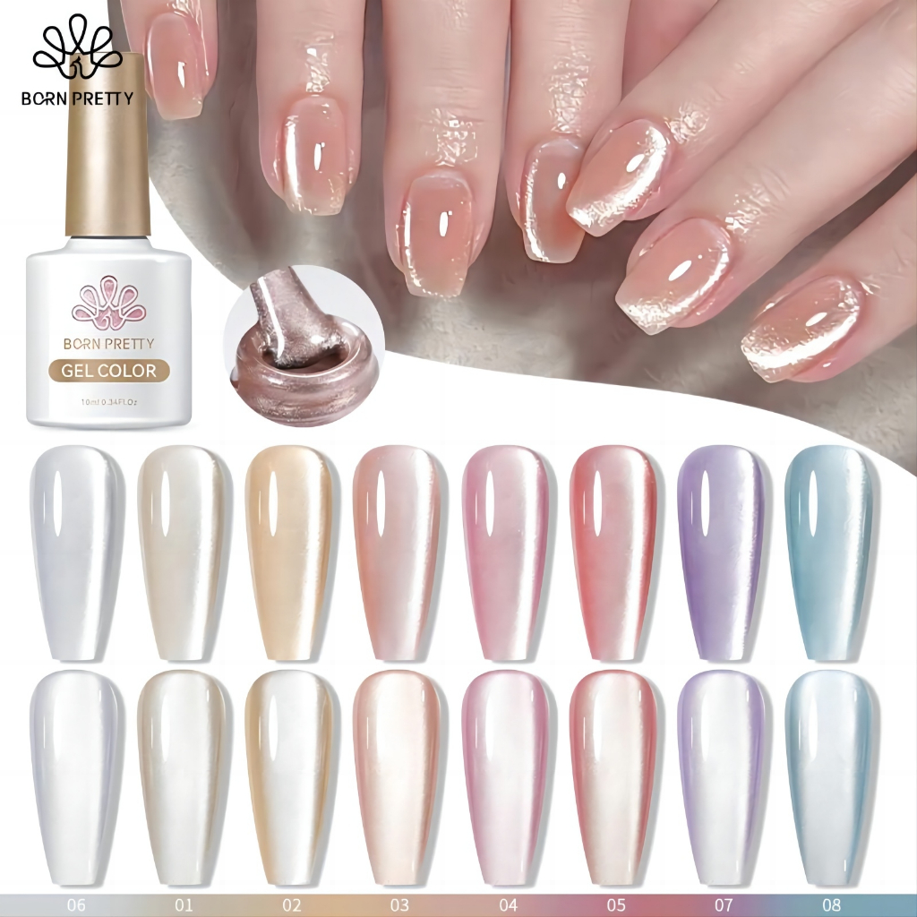 Born PRETTY Nude Pink Moonlight Cat Magnetic Gel Super White Light Magnetic Nail Sparkling Varnis กึ ่ งถาวร 10ml เจลโปแลนด ์