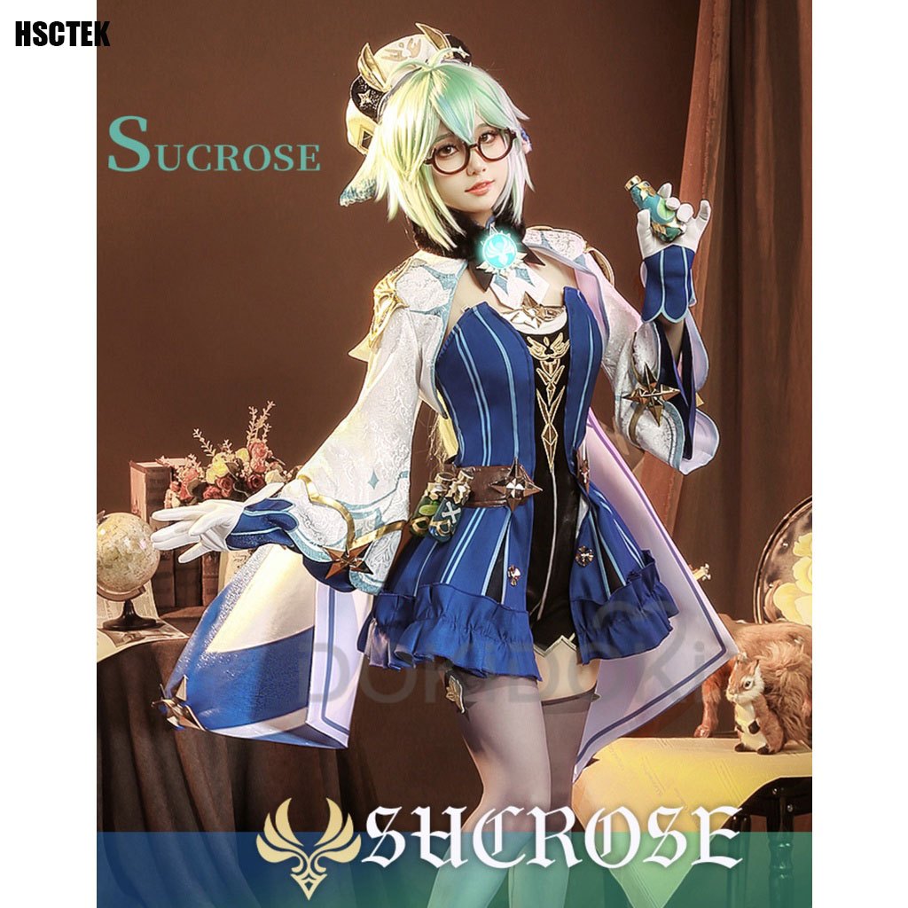 Game Genshin Impact Sucrose Cosplay คอสเพลย์ ชุดอนิเมะ ชุดฮาโลวีน Sucrose วิกผม วิกผมอนิเมะ ชุดคอสเพ