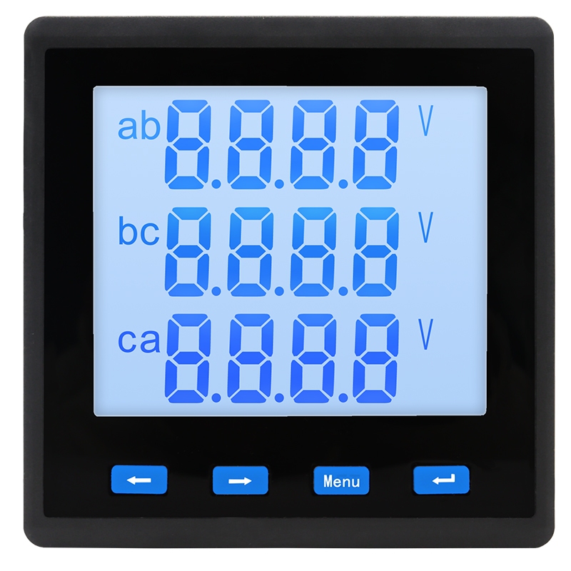 RS485 400V สามเฟส LCD มัลติฟังก์ชั่นจอแสดงผลดิจิตอลแรงดันไฟฟ้า Ampere วัตต์พลังงานเครื่องวัดความถี่