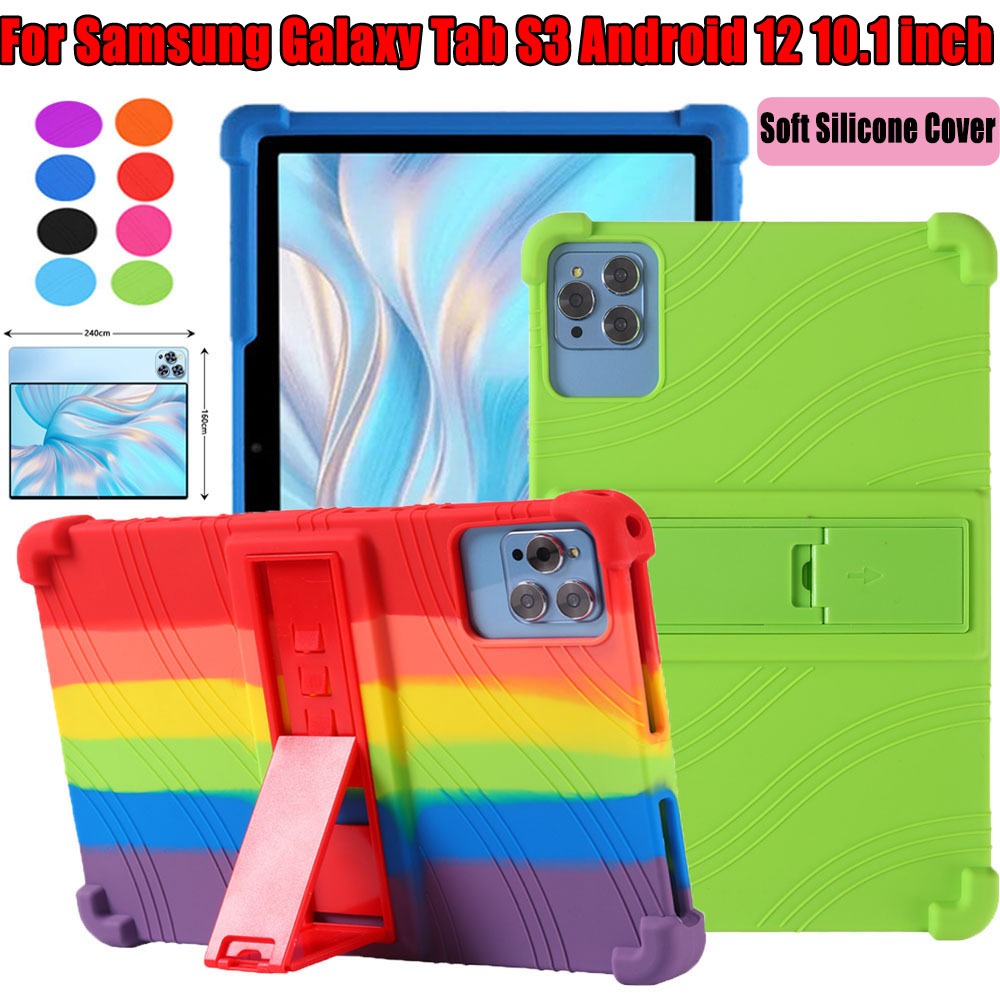 SAMSUNG สําหรับsamsung Galaxy Tab S3 Android 12 10.1 นิ้ว 4 มุมThickenซิลิโคนนุ่มDropทนฝาครอบSamsung Galaxy Tab S3 12 10.1 ปรับขาตั้งแท็บเล็ตป้องกันกรณี