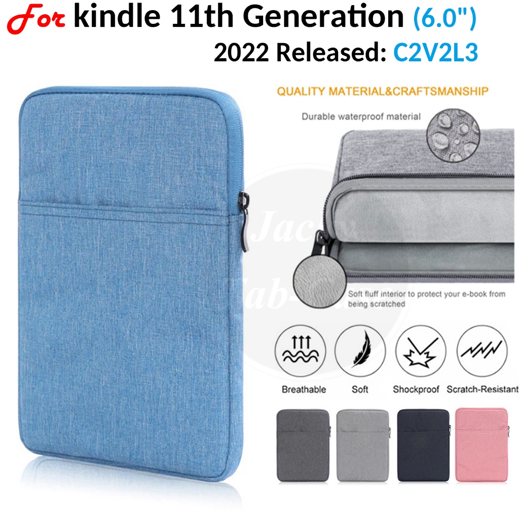 สําหรับ Kindle (11th Generation) 2022 Released 6.0 "C2V2L3 Basic Kindle 11th Gen 2024 6 นิ้ว RS23CV E-book ซิปกระเป๋าถือกระเป๋ากันน้ํากันกระแทกผ้ากระเป๋ากรณี
