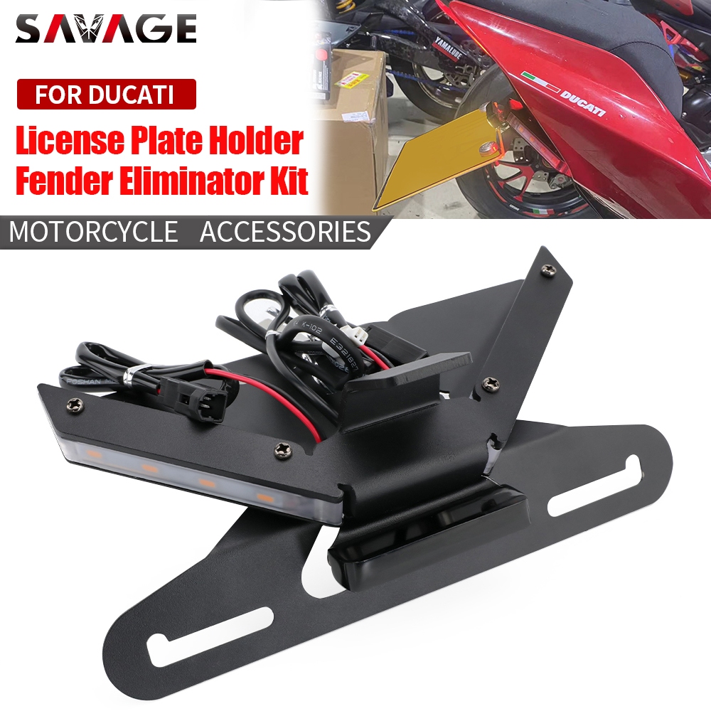 ที่วางป้ายทะเบียนพร้อมไฟเลี้ยวสําหรับ DUCATI PANIGALE 955 V2 PANIGALE 1100 V4/S/R STREETFIGHTER V2 V4/S/SP Fender Eliminator Kit ไฟส่องป้ายทะเบียน