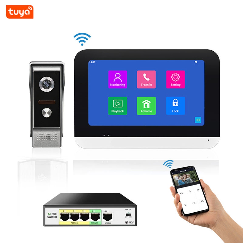 ใหม ่ การรักษาความปลอดภัยบ ้ าน Wifi doorbell พร ้ อมกล ้ องกันน ้ ํา Tuya Poe Ip หน ้ าจอสัมผัสวิดี