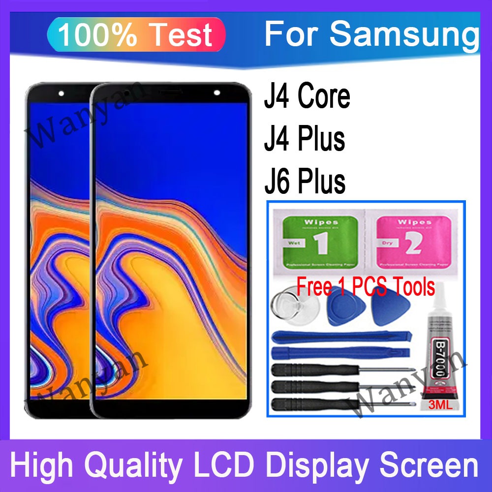 Original Samsung Galaxy J4 Core J4 + J4 + Plus J6 + J6 Plus จอแสดงผล LCD หน ้ าจอสัมผัส Digitizer เปลี ่ ยน