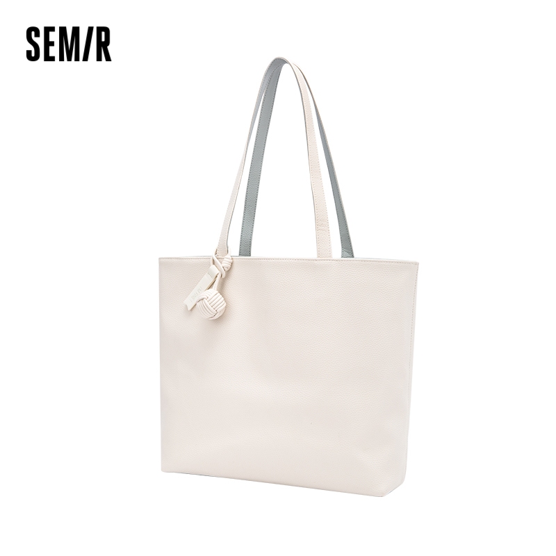 กระเป๋า Senma Tote Bag Female 2024 สไตล์ใหม่กระเป๋าสะพายไหล่ความจุขนาดใหญ่ Simple Commuter กระเป๋าถือสีคมชัดกระเป๋าสองด้าน