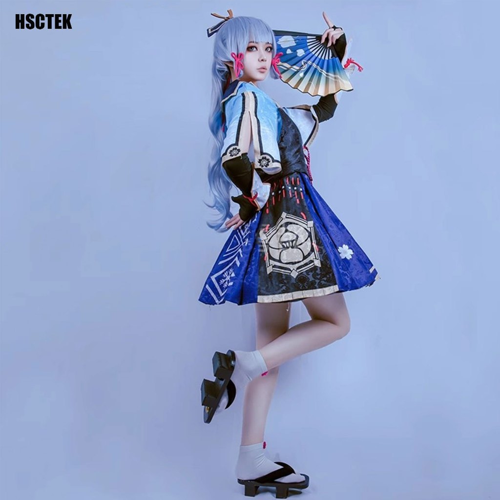 Game Genshin Impact Kamisato Ayaka Cosplay คอสเพลย์ ชุดอนิเมะ ชุดฮาโลวีน Kamisato Ayaka วิกผม วิกผมอ