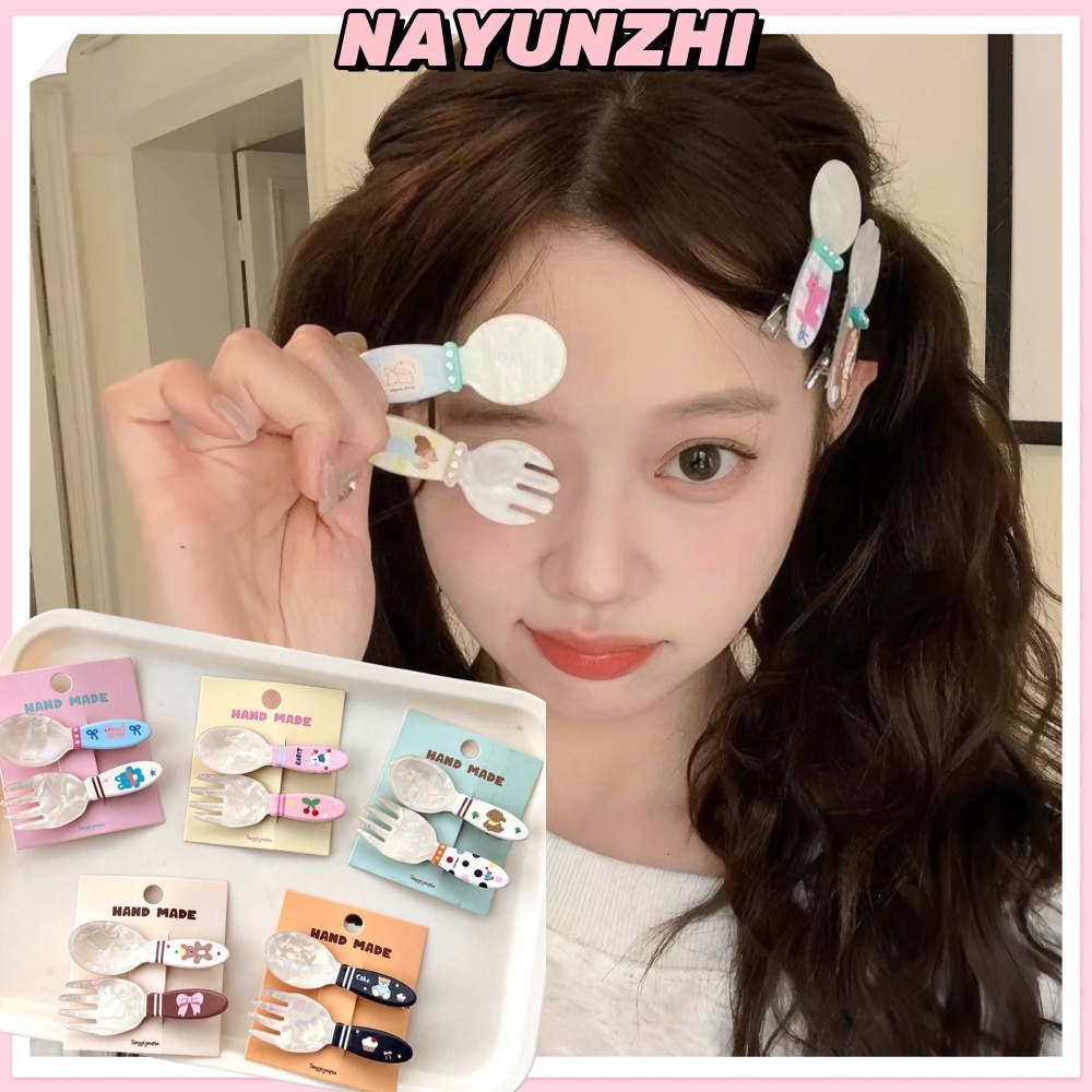 ใหม่ กิ๊บติดผมน่ารัก ช้อนส้อม รูปร่างปากเป็ด สไตล์เกาหลี เรียบ ด้านข้างNAYUNZHI