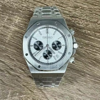 นาฬิกาควอตซ์ 41 มม. สแตนเลสกรณีแซฟไฟร์แบนกระจกญี่ปุ่น VK63 เ…