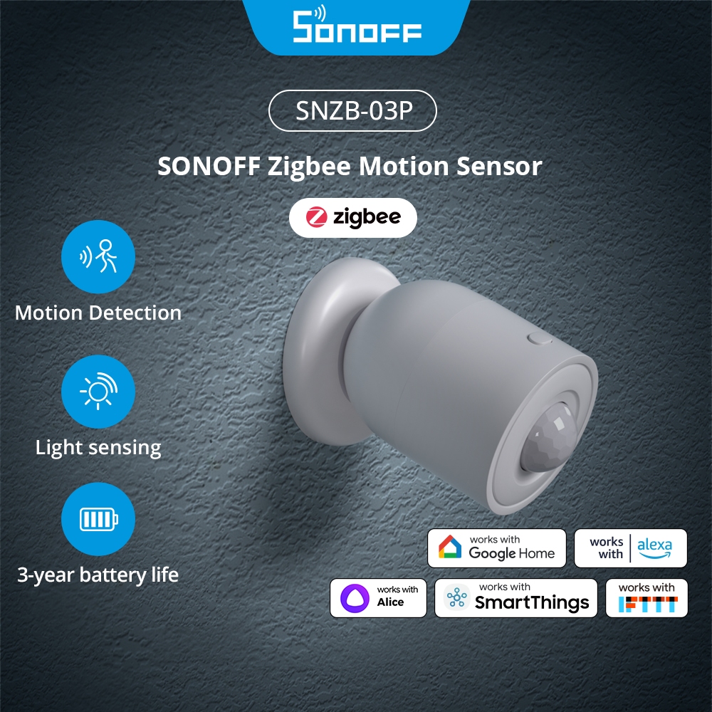 Sonoff SNZB-03P ZigBee Motion Sensor สมาร์ทการตรวจจับแสง Motion Trigger Alarm ทํางานร่วมกับ ZB Bridge ผ่าน eWeLink APP Alexa Google