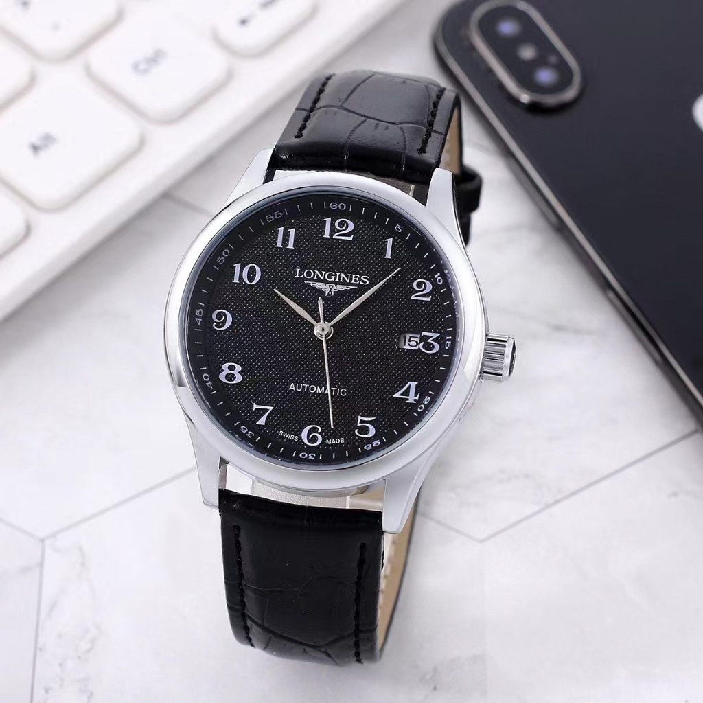 Longines Quartz Movement Women 's Watch Rui Watch Date Display Black Dial Stainless Steel Case Retro Light Luxury
